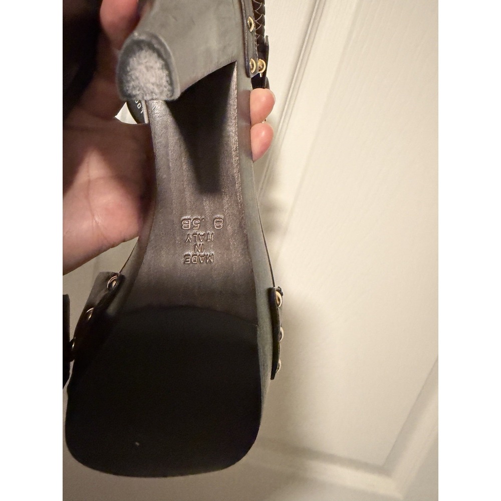 Ralph Lauren Collection Purple Label Timila Leather Sandals Chunky Heels Brown - Picture 6 of 10